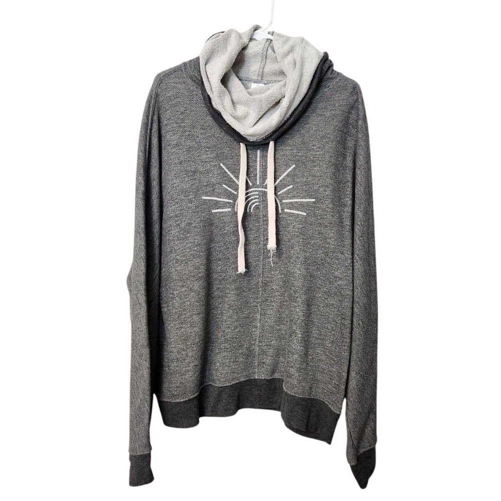 Gray Sweatshirt One Day At A Time Cowl‎ Hoodie Womens XL Lightweight Sobriety